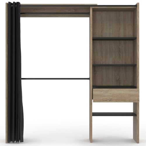 Dressing extensible MARTY 120-170 cm rideau noir IDMarket