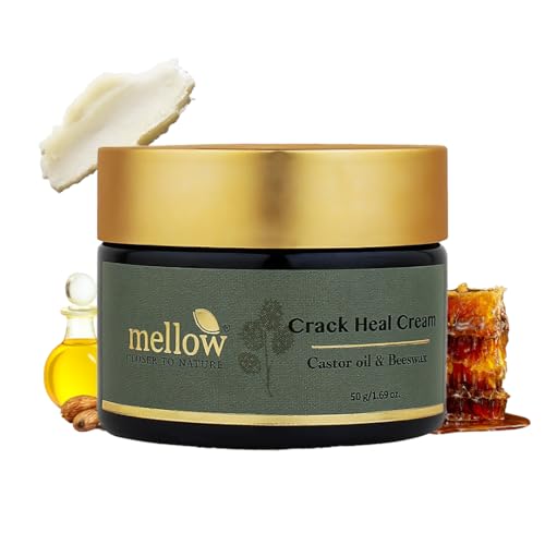 Image of Mellow Herbal Crack Heal Foot Cream | Ayurvedic for Cracked Heels & Dry Skin | Enriched with Beeswax, Sesame Oil & Castor Oil | Deep Nourishment & Fast Healing | Paraben-Free & Ayush Certified | 50g