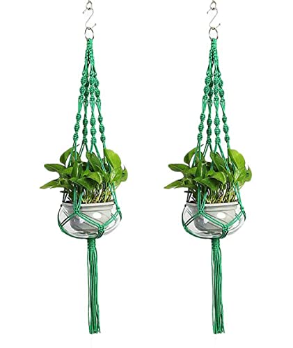 2 cestas colgantes para macetas, macetas, para interiores y exteriores, macramé, cuerda de nailon, decoración del hogar, 41 pulgadas
