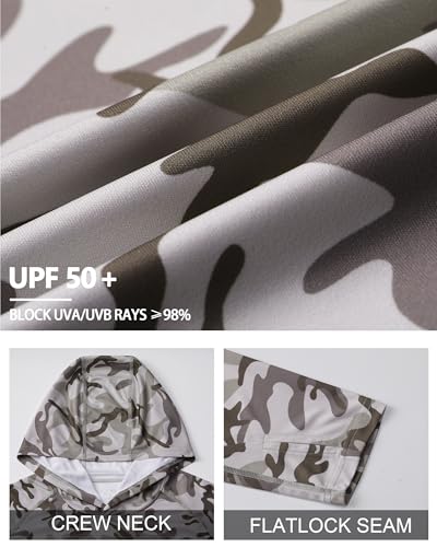 FISHEAL UPF 50+ Mens Fishing Shirts with Hood, Long Sleeve Sun Protection Hunting Shirt, Lightweight Camo Shirt for Hiking4