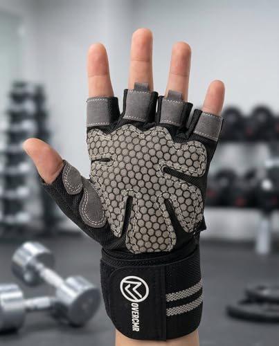 Image of Gym Gloves for Men Workout| Padded with Silicone Grid for Maximum Grip | Breathable Polyester | Gym Gloves for Women | Anti-Blister Workout Gloves for Weightlifting, Gym & Cycling| Black (XL)
