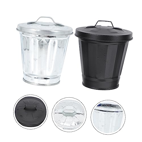 Mini caneca de basura con tapa para escritorio y hogar miniatura 4