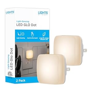 Lights By Night Mini Square LED Night Light, Plug-in, Dusk to Dawn Sensor, Compact, Ambient Lighting, for Kids or Adults, Bedroom, Bathroom, Nursery, Hallway, 2 Pack, 82487