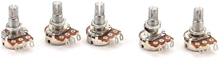 Alnicov 5 Pcs Guitar Pots 18mm Split Shaft A25K Potentiometers Audio Taper Small Size