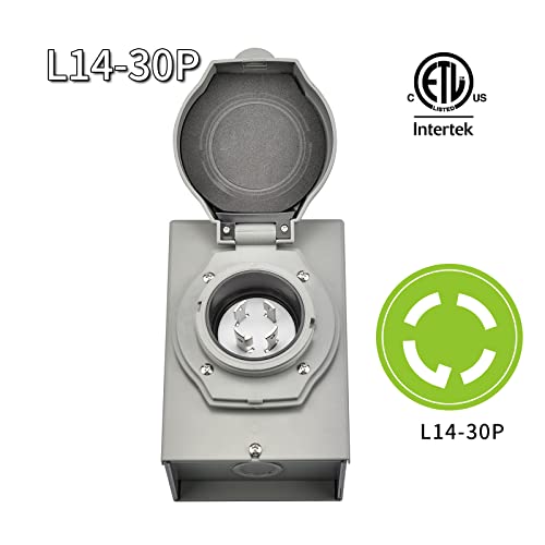 Pre-Drilling 30 Amp Generator Power Inlet Box RVMATE, NEMA L14-30P 125/250V 3750/7500W Power Inlet Box, Waterproof for Outdoor Use