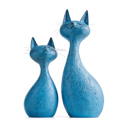 Estatuas modernas de gato azul marino FJS 8.7 pulg