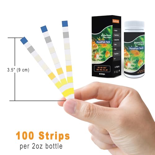 JOR Aquarium Water Test Strips, Compatible with Swimming Pool, Freshwater and Saltwater Fish Tanks, Detect pH, Chlorine, Carbonate, Water Hardness, 100 Strips