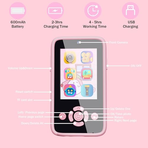 Image of Kids Smart Phone for Girls & Boys Ages 3-10 Toddler Learning Toy Touchscreen Mobile with Dual Camera Play Cellphone Games Music Christmas & Birthday Gift for Kids ( Pink Unicorn )