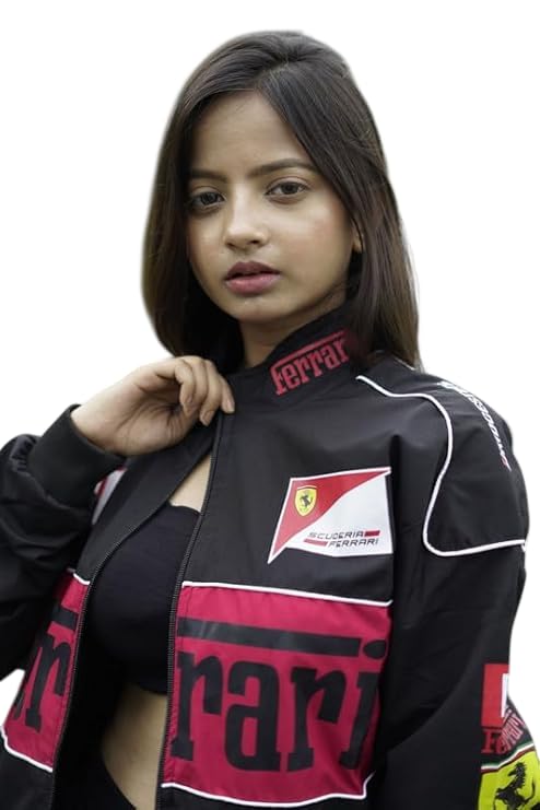 Racing Icon Black F1 Vintage Printed Jacket – Premium Streetwear & Motorsport Fashion women