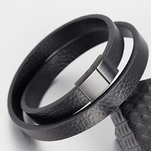 Bracelet en cuir noir CXYWBD pour éviter les fermoirs fragiles, boucle IC