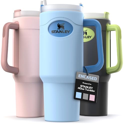 ENCASED Full-Sleeve Silicone Skin for Stanley 40oz Tumbler with Handle, Dent + Scratch Protection, Non-Slip Boot Case (Sky Blue)