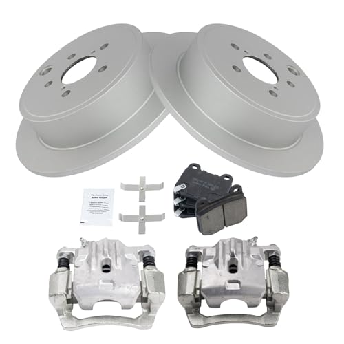 Image of TRQ Rear Brake Pad and Rotor Set Ceramic G Coated Rotors Calipers