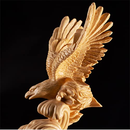 Czdyuf Cypress Wood 29Cm Eagle Sculpture Wood Carving Animal Statue Ride On The Crest Of Success Home Decor #TOP3