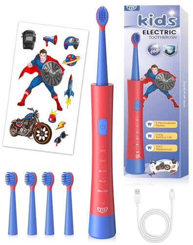 JTF Kids Electric Toothbrush Rechargeable: Sonic Tooth Brush with Smart Timer 5 Brushing Modes 4...