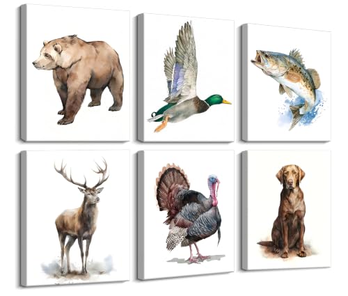 Image of Frimeeme Framed Vintage Hunting Wall Art Prints, 8x10 in, 6 Pack