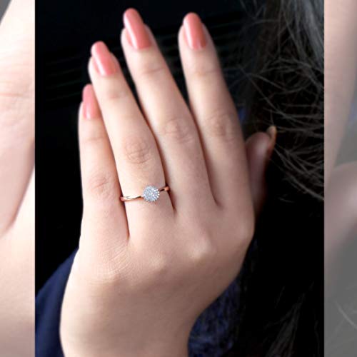 DZON 10k Gold 1/10CT TDW Round Diamond Cluster Promise Ring Love Gift for Women (I-J,I2)2