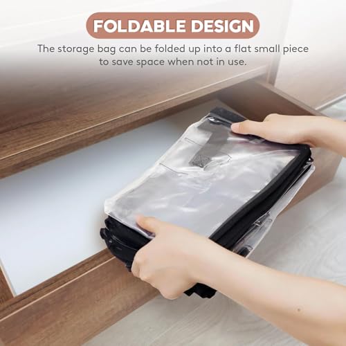 Image of JD FRESH 6 Piece 60L PVC Transparent Storage Bag with Zipper /Foldable Clothes Organiser for Wardrobe /Garments Organizer /Space Saving Storage Box for Sarees /Lehenga /Towel /Toy - 21.6 x 13.8 x 12.4 Inch