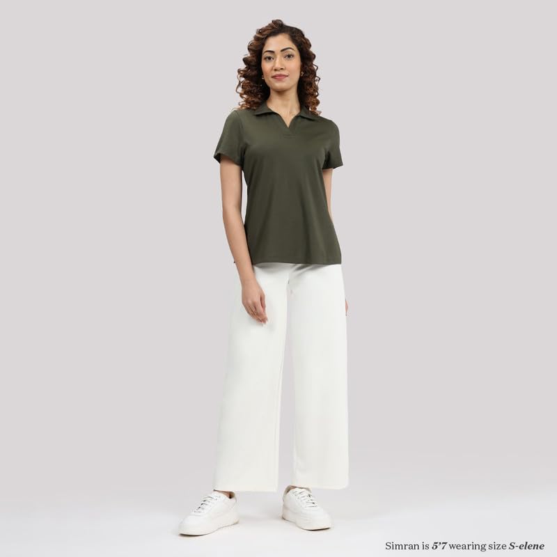 BlissClub T-shirt da donna, tinta unita, vestibilità moderna