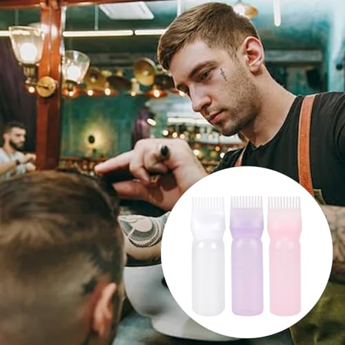 Lonwiner 6 Stück Haaröl Applikator, Haaröl Applikator Scalp Applikator Flasche Haar Colorationen Aplikatorfläschchen für Öl Haare, 3 Farben