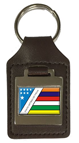 Porte-clés en cuir gravé Santo Antonio De Padua avec finitions artisanales durables