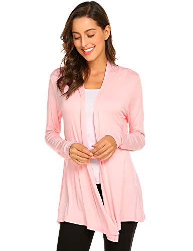 Newchoice Womens Plus Size Cardigans Sweaters V Neck Open Front Long Sleeve Lightweight Summer Cardigan (Light Pink, XXXL) - Thumbnail 2