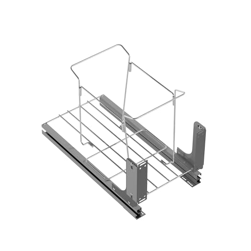 Image of Dowell B15 Aluminum Base Wastebasket Pullout with Door Mount and 35Qt /9Gal Plastic Bin (4012 0115+35)