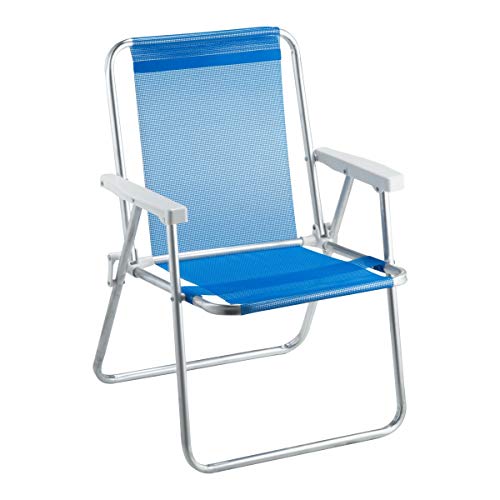 CADEIRA DE PRAIA ALTA ALUMÍNIO BEACH PREMIUM AZUL