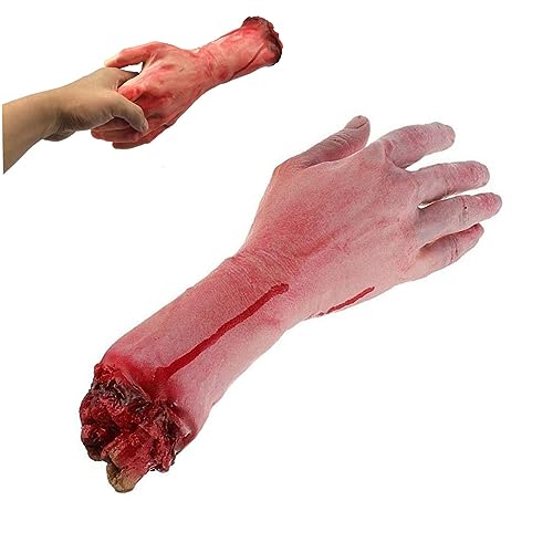 Brazo roto sangriento de látex para decoración de Halloween y bromas