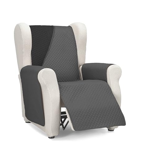 Martina Home Diamond Funda Cubre Sofá,Protector para Sofás Acolchado Reversible,Antracita/Negro, 1 Plaza/Relax