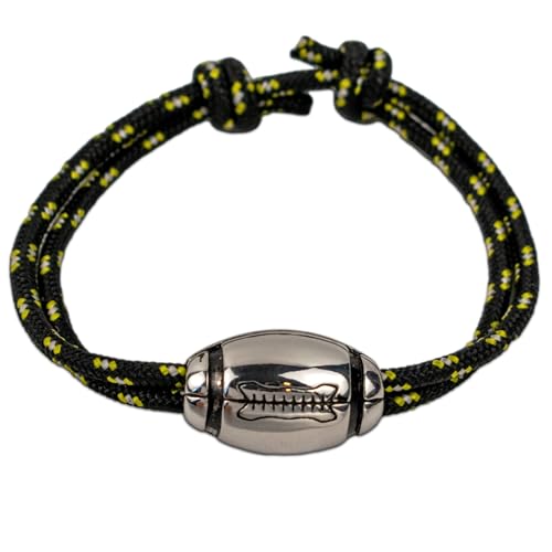 Ernestine - Bracelet rugby - taille ajustable, cadeau fête des pères papi - joueurs de rugby, avec breloque ballon de rugby - bracelet rugby La Rochelle pour...