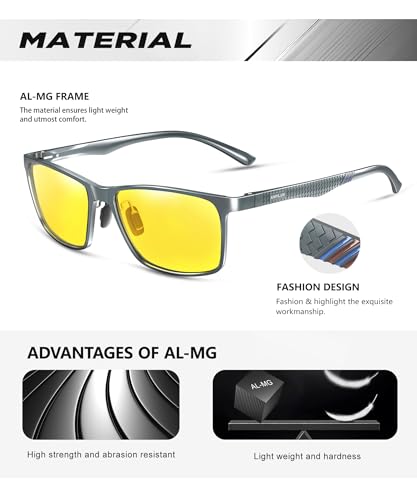 Image of ANYLUV Polarized Sunglasses for Men Rectangular Classic Al-Mg Metal Frame Sun Glasses Mens Sunglasses with UV Protection