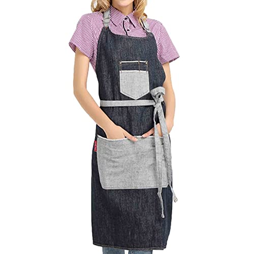 Delantales de Estilista para Mujeres con Bolsillos Delantales de Tienda de Mezclilla para Hombres Sin Mangas Ajustable para cocinar Camareros