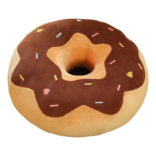 TOPLITHE Oreiller Peluche Beignet, Oreiller Rond Coussin Beignet Oreiller Doux Forme Peluche for Canapé Décoration Salon Cadeaux(Color:Brown,Size:38CM/14IN)