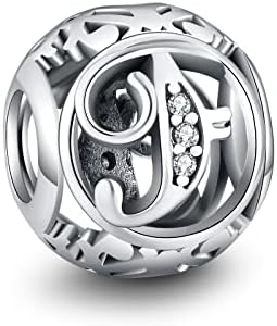 AOROCO 925 Sterling Silver Letter Charms for Bracelets Alphabet Initial Beads Personalised Charms Jewelry Gift for Women