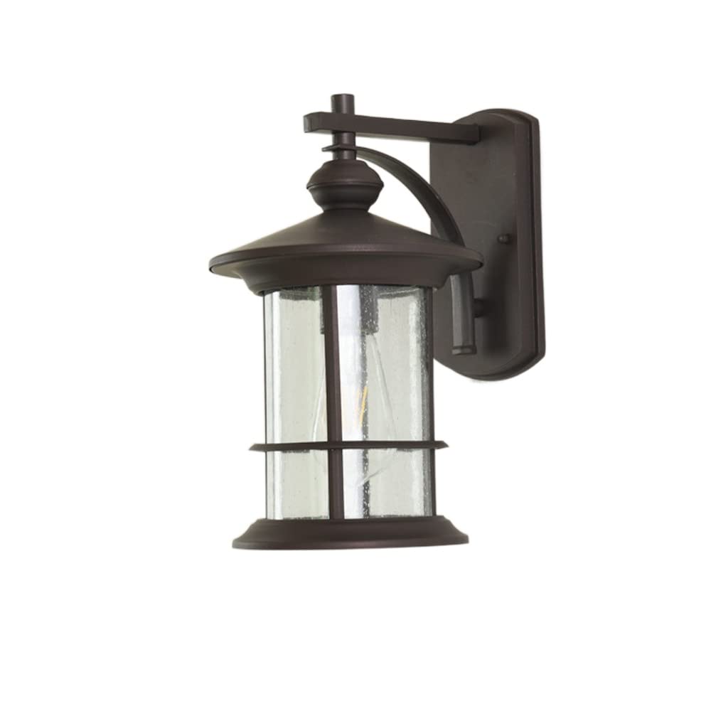 VDOQTLJT Outdoor Light Fixture Wall Mount Rustic Exterior Lights Sconces With Seeded Glass Compatible with Front Porch Waterproof Lantern In Black/Brown Finish Compatible with