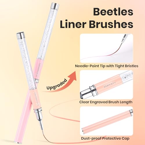 Image of Beetles Gel Polish Nail Art Liner Brushes 5Pcs Painting Art Design Pen Set Diamond Application Rhinestone Handle Drawing Nail Art Brushes Tools Sizes 5 /6 /11 /20 /25mm Nail Art Design Gift for Women