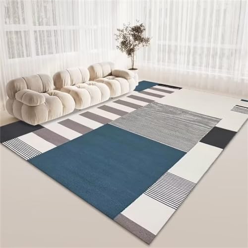 Tapis lavable à sticker géométrique moderne bleu 60x110cm résistant - 2