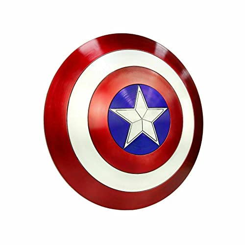 Image of ART N CRAFT 24 Inch Metal Captain Shield Prop Replica Red Silver Color | Comic Style Collectible with Adjustable Belt | Marvel Avengers Cosplay Gift for Home Decor & Display