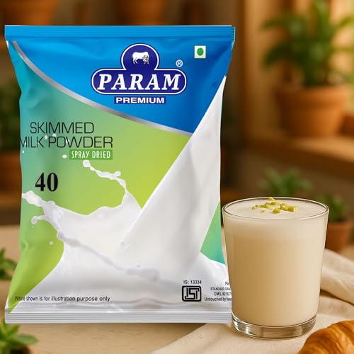 Param Skimmed Milk Powder 500g | 100% Pure & Natural | High Protein, Low Fat, Sugar-Free | No Preservatives | Instant Mix for Tea, Coffee, Cooking & Baking | Fat-Free Dairy Milk Powder