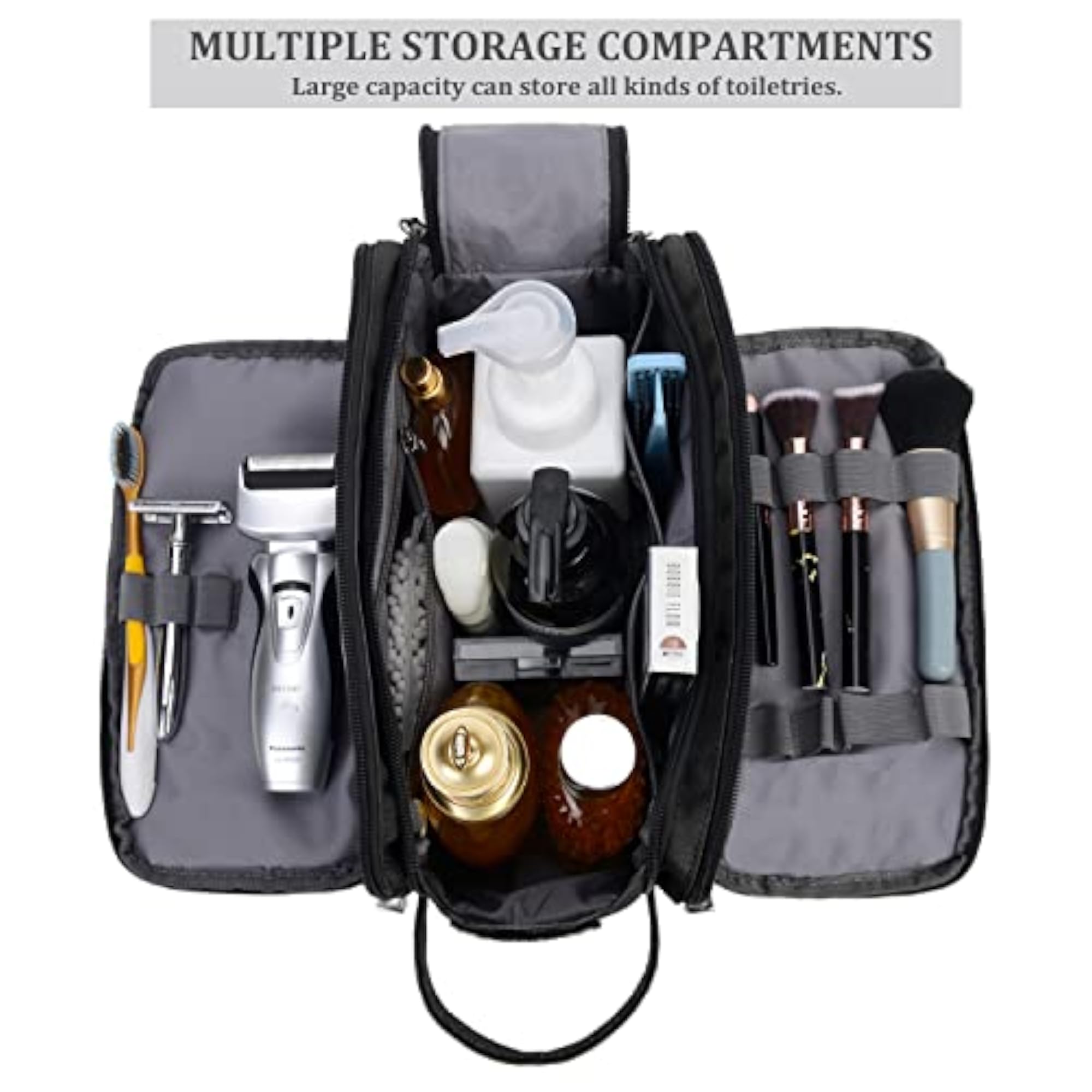 Men's Leather Toiletry Organizer Dopp Kit, Water-resistant