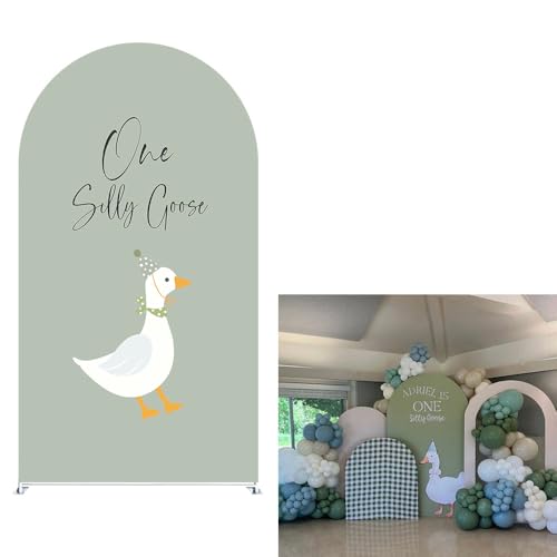 Ittsmnt Arch Backdrop Cover for One Silly Goose Baby Shower Arch Stand Stretchy Cover First Goose Kids 1st Birthday Party Fiesta Decorations (7.2x4ft Cover,992)