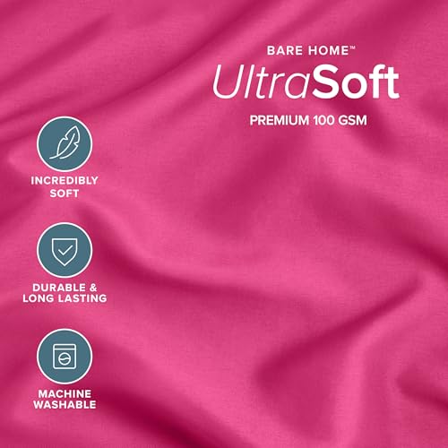 Image of Bare Home Microfiber Body Pillow Cover - Ultra Soft - Cooling Pillowcase - Double Brushed - Pillowcase with Zipper Closure - Easy Care (21''x54'' Body Pillow Cover, Pink)