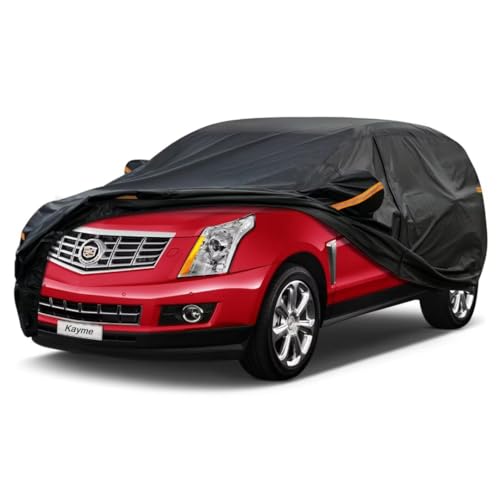 Kayme SUV Car Cover Fit for Cadillac SRX (2009-2016) Automobiles All Weather Waterproof, Outdoor Cover Sun Rain Protection, with Lock and Zipper Door.
