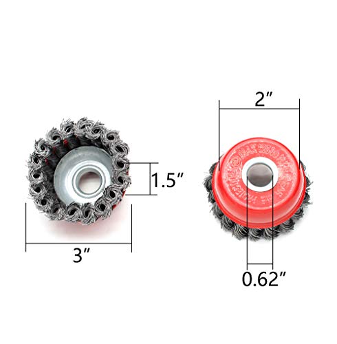 Image of 3 inch Heavy-Duty Knotted Twisted Bowl Brush, Cup Power Brush, Flat Head Set Angle Grinder Rust Paint Wire Brush, Center Hole Diameter 0.6 inch, 3 Pcs