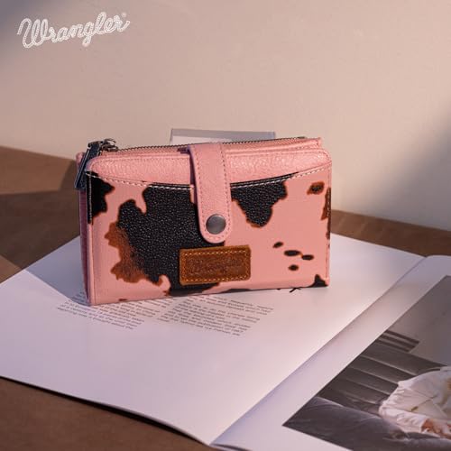 Wrangler Wallet for Women Cow Print Bifold Wallet Women's Wallets, Card Cases & Money Organizers Women Pink Wallets for Womens Female Cash Wallett with ID Window WG133-W002PK - image 6