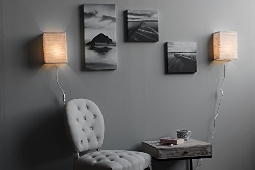 Wallniture Asian Wall Lamp With Toggle Switch, Living Room Decor Rice Paper Lamp Shade With Light Bulbs, Cream Set Of 2 #TOP1