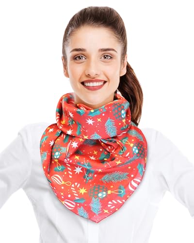 CBC Crown Women's Lightweight Soft Silk Feeling Christmas, Poinsettia, Snowman Scarf 13" x 70", 21" x 21", or 35" x 35"3