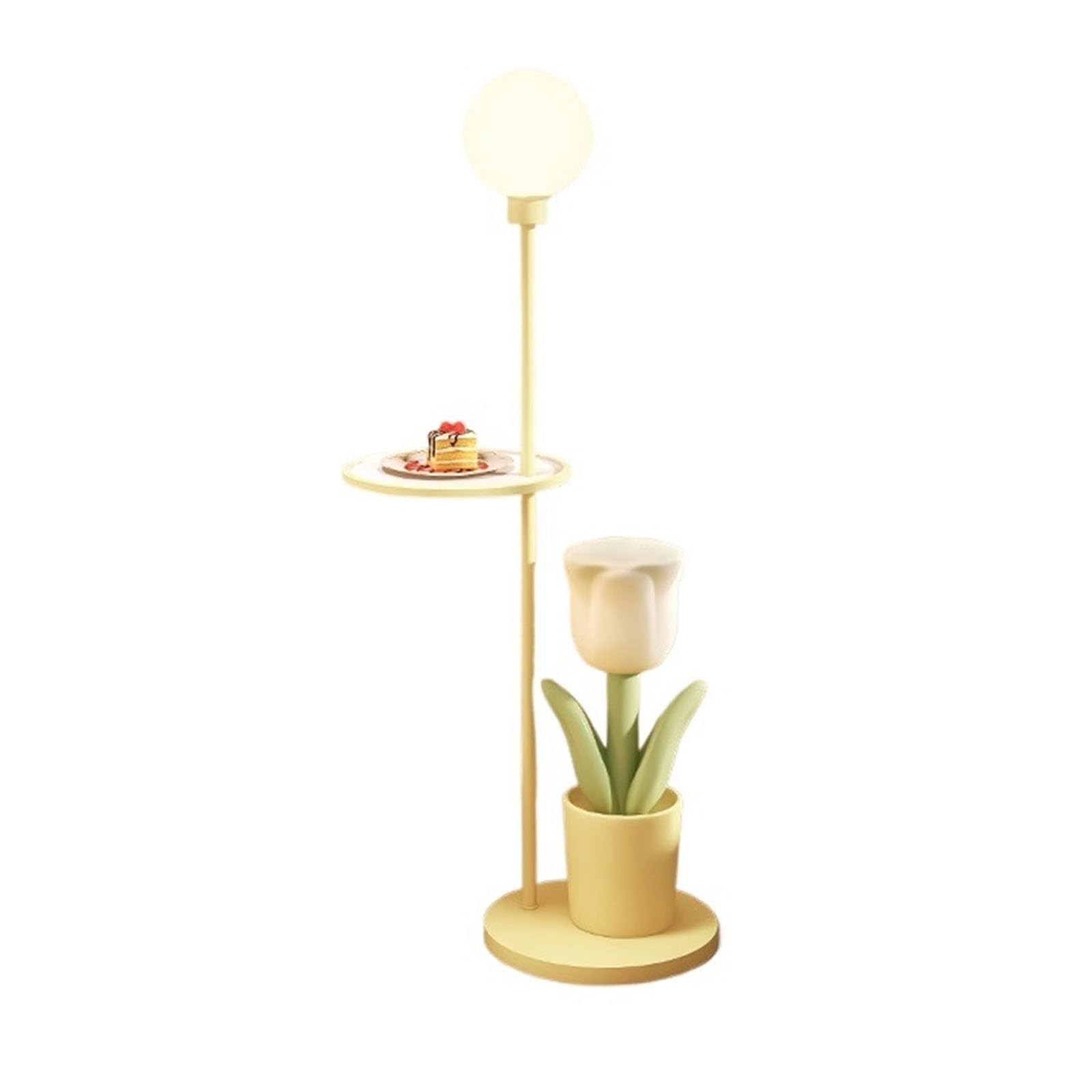 Z4T8M2K6G5 Tall Standing Lamp Table & Lamp Combo, Bedside Reading, Modern End with Floor for Living Room, Den, Office, Bedroom(Yellow)
