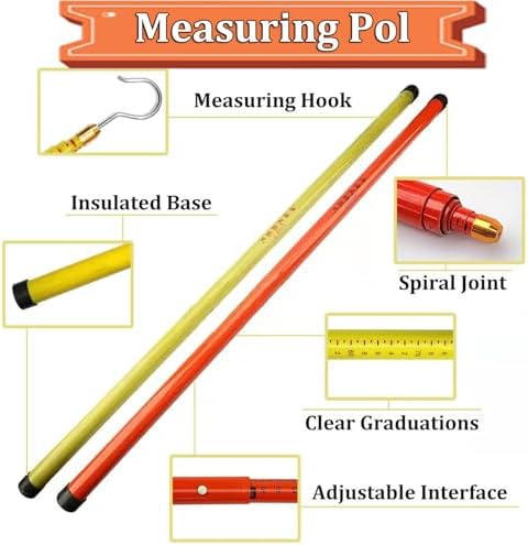 Teles Measuring Ruler 8m/26.2ft - Epoxy Resin Telescoping Height Measuring Stick for Linemen & Utility Workers, Includes Carry Pouch, Durable & Portable Measurement Tool