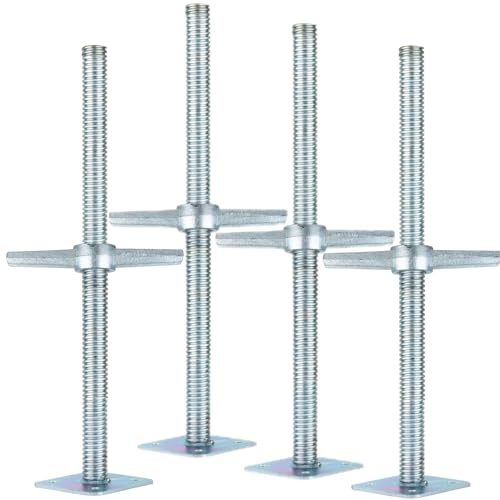 Vérin à vis pour échafaudage galvanisé de 45,7 cm avec plaque de base en lot de 4